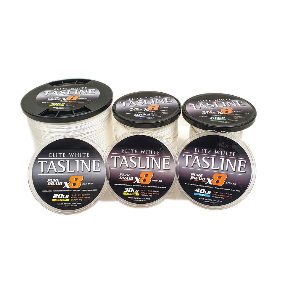 TASLINE BRAID Elite 8X Braided Fishing Line - Spectra 8 Strand White 1000m