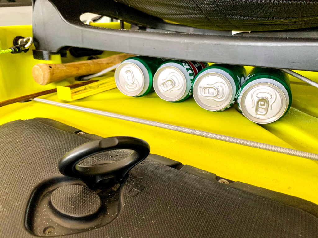 The ultimate under seat beer storage for a Hobie Compass