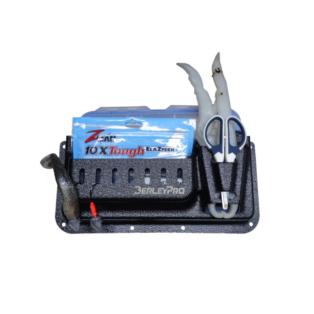 Introducing the Prison Pocket fishing gear organizer, the ultimate companion for every angler out there! At BerleyPro, we know that keeping your gear organized and ready for action is crucial. That's why we've designed this beauty to include handy scissors, irresistible fish-shaped lures, and the ever-durable Z-Man 10X Tough ElaZtech. With its efficient design, you'll have quick-access storage that'll keep you ahead of the game on your next fishing adventure. Don't just fish – make it seamless with Prison Pocket!.