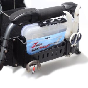 Get ready to tackle the waters like a pro with the Prison Pocket fishing kit! This streamlined setup includes a sleek plastic tackle box packed with essentials: a white knife, pliers, scissors, and a fishing lure housed on a durable metal frame. Designed for compact efficiency, this portable powerhouse is your go-to gear for conquering any angling adventure.