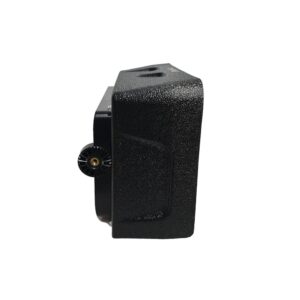 Check out this side view of our sleek black Simrad GO Visors, a top-tier offering from BerleyPro. Sporting a textured surface and that signature BerleyPro design, this rectangular beauty isn't just about looks—it's about performance. And with its handy side knob, you're getting convenience right where you need it.