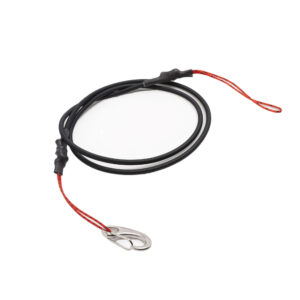 Reel in the ultimate peace of mind with our Tackle Tether! This sleek, black coiled wonder, accentuated by bold red ends and a robust silver hook clasp, is your go-to gear guardian. Perfect for keeping your must-have tools securely tethered while you chase that next big catch. Don't let anything drift away—lock it down with style and confidence!.
