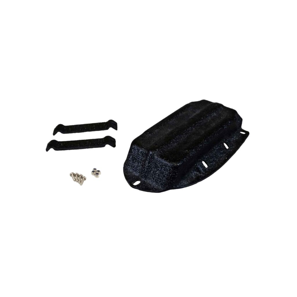 Introducing the BerleyPro Humminbird Ready Transducer Mount tailored just for your Hobie®! Crafted with precision, it features a sleek black pickup cover paired with durable screws and sturdy mounting brackets. Displayed elegantly on a crisp white backdrop, it's the perfect blend of functionality and style for your kayak adventures!.