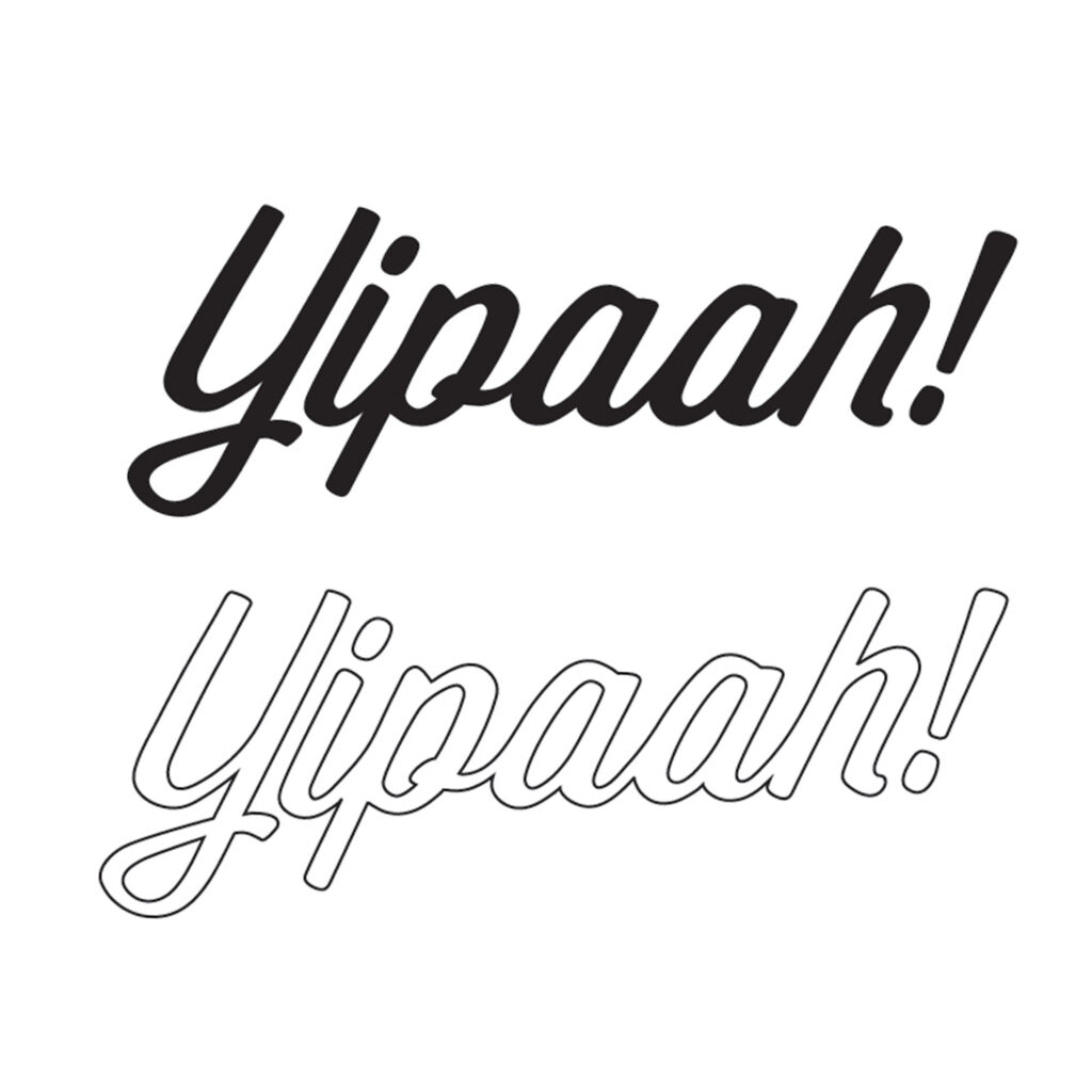 Check out this image with "Yipaah!" popping in bold, black cursive—outlined to make it stand out against a clean white background. It's the perfect decal to amp up your BerleyPro gear!.