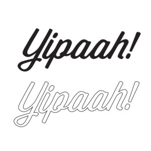 Check out this image with "Yipaah!" popping in bold, black cursive—outlined to make it stand out against a clean white background. It's the perfect decal to amp up your BerleyPro gear!.