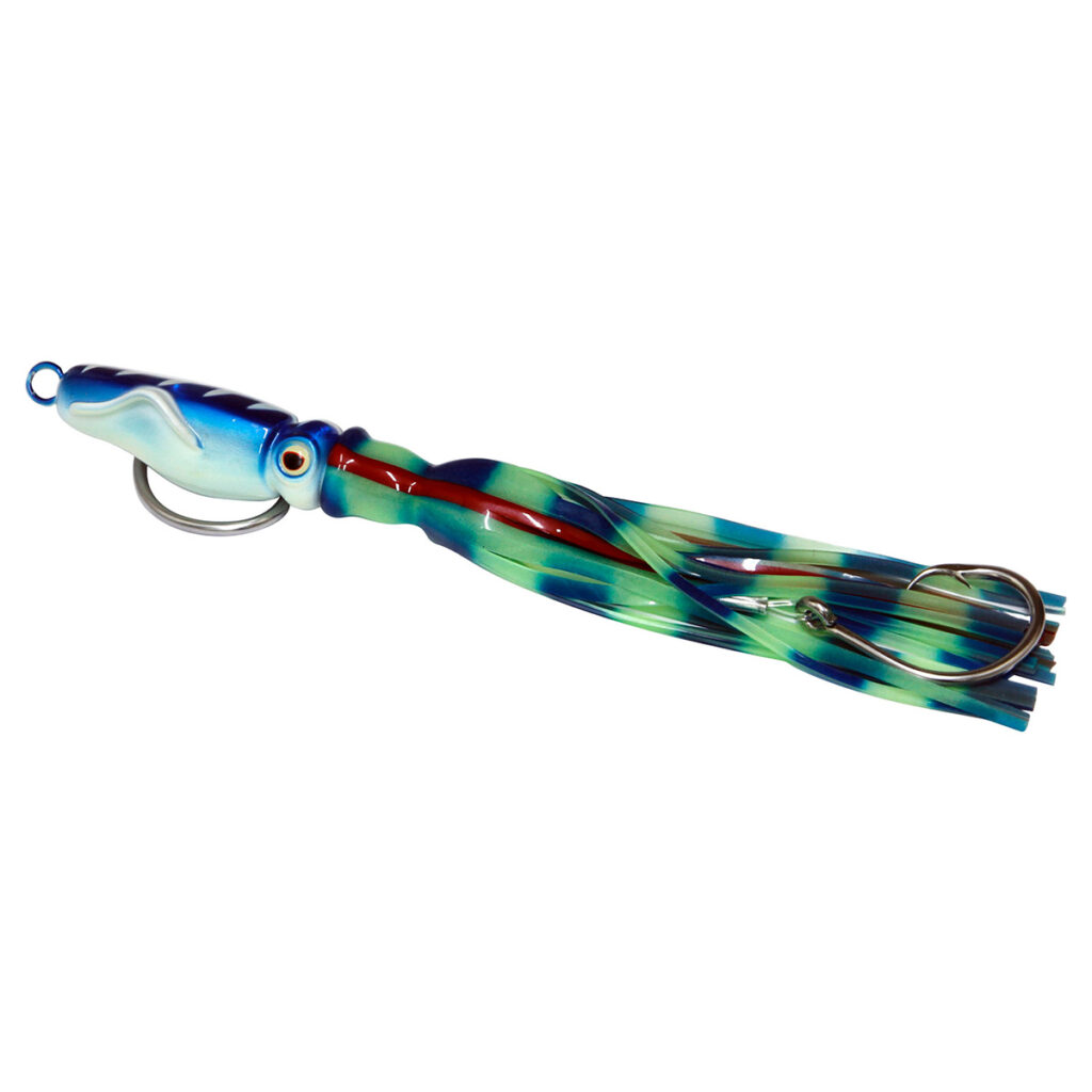 Introducing the Catch Giant Squidwings Jig, mate! This ain't your average fishing lure—it's a game-changer! With its striking blue and green squid design and that killer metallic hook, it's handcrafted to draw in those elusive fish like a magnet. Whether you're out for some serious action or just wanna reel in the big ones, this jig's got you covered. Get ready to level up your fishing game with a lure that'll leave the fish coming back for more!.