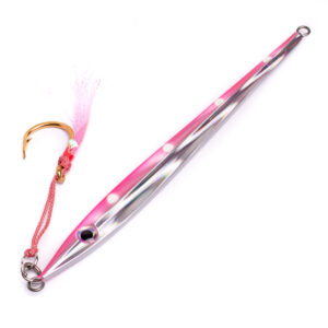 Check out the Long John Slider Mechanical Jig in pink and silver over at BerleyPro! This bad boy sports a hook that's masterfully tied with an eye-popping pink cord, making it absolutely irresistible to catch. Dive into the details and you're bound to reel in your next big brag-worthy fish!.