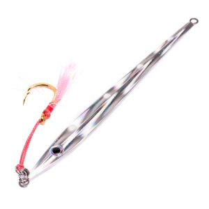 Meet the Catch Long John Slider Mechanical Jig, your new metallic marvel in the fishing world! Equipped with a single hook secured by a vibrant red string, this lure is crafted to flawlessly imitate that sought-after slider action. Get ready to reel in an irresistible catch and elevate your fishing game!.