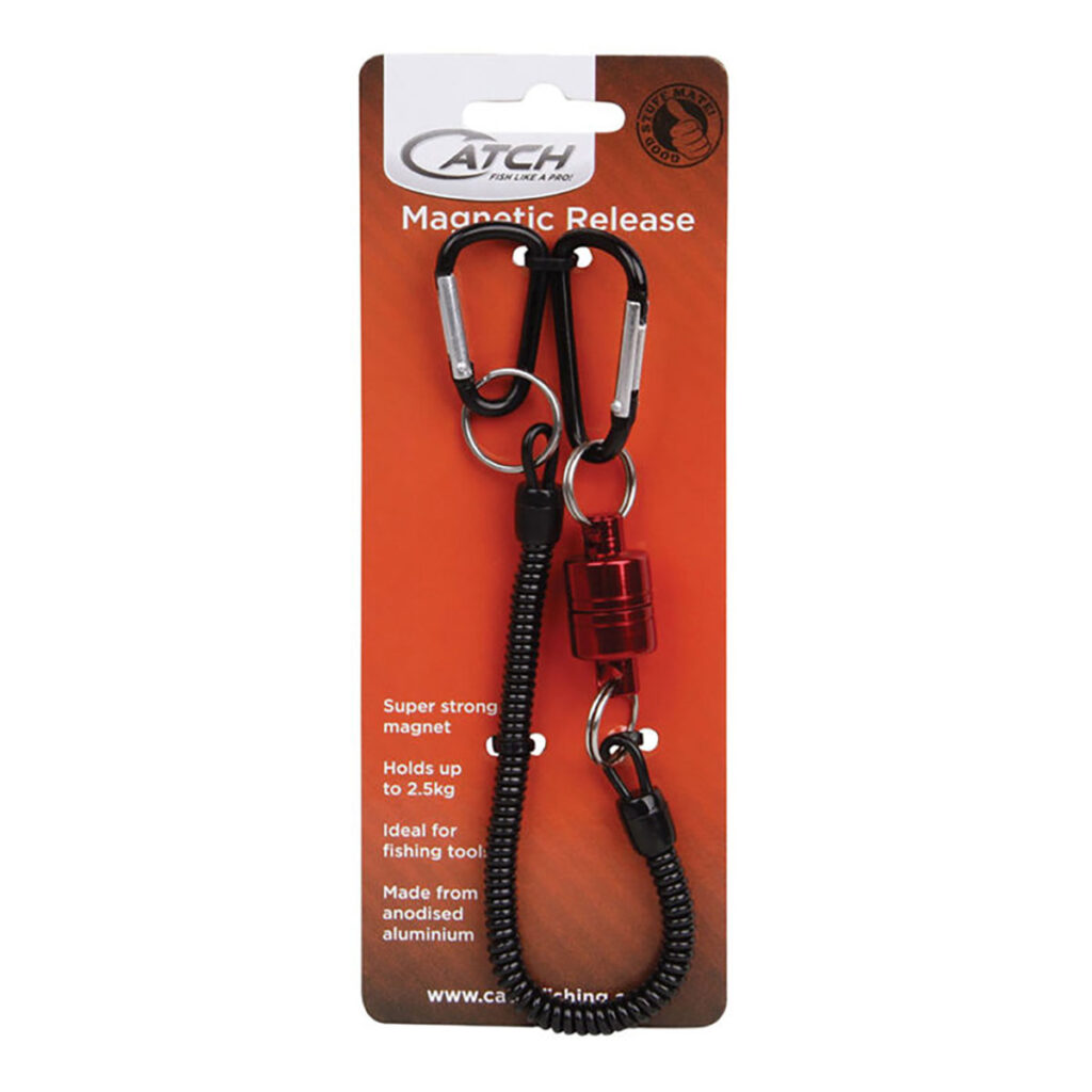 Meet the Catch Magnetic Release—your new best mate on the water! This nifty gadget is designed with a magnetic tool that's perfect for holding up to 2.5 kg, making it a must-have for securing your catch-and-release fishing gear. Built from tough anodised aluminum, it comes with a sleek black coil lanyard and carabiner, ensuring everything stays put no matter what. Plus, it's all wrapped up in an eye-catching orange background card that'll have you feeling stoked before you even hit the waves! Get ready to revolutionize your fishing game with this beauty from BerleyPro.