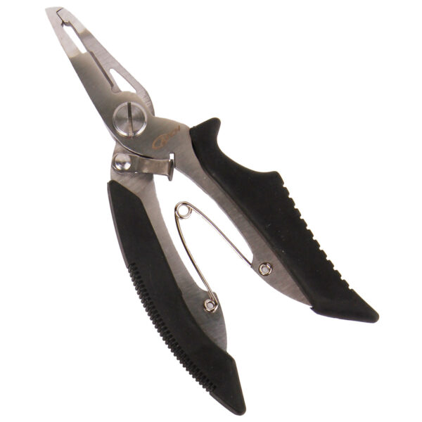 Hook into the action with the Catch Pliers, your ultimate fishing sidekick! Sporting a sleek silver and black design, these pliers are more than just a looker. With razor-sharp cutting edges and ergonomic rubber grips, they’re crafted for comfort and control in every cast. The smooth spring mechanisms ensure you’re always ready for the next catch. Perfect for any tackle box, these pliers promise precision and efficiency on every adventure.