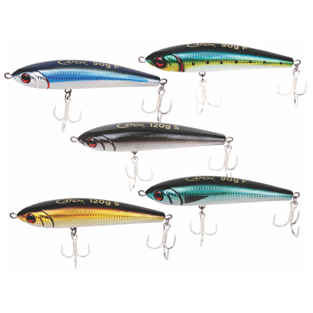 Introducing the ultimate set for the avid angler: a vibrant bundle of five top-notch fishing lures designed to up your game. Each lure is equipped with premium treble hooks, ensuring that trophy catch won't get away! The star of the show? The Catch Zingaz Stickbait—a true game-changer when you're out on the water. All showcased against a clean white background, these lures are ready to jump into action and help you reel in that perfect catch!.