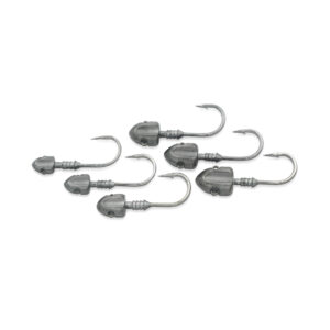 Check out our Six Catch The Harrier Jig Heads, showcasing sleek silver fish hooks in a range of sizes. They’re laid out on a crisp white background, emphasizing both their killer versatility and unmatched precision. Perfect for your next big catch!.