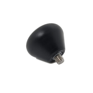 Check out the Steering Handle Knob, a cool little number that looks just like a sleek black cone straight out of your favorite ride. This bad boy stands out against a crisp white backdrop and comes with its very own threaded metal screw at the base, making attachment a total breeze.
