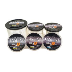Check this out, folks! We've got several spools of Tasline Fishing Braid - Pure Uncoated magic in 20lb, 30lb, and 40lb weights. This isn't just any braid; it's "X8 Pure Braid," offering top-notch performance and durability with its pure uncoated finish. Perfect for the serious anglers out there who need their gear to go the distance!.