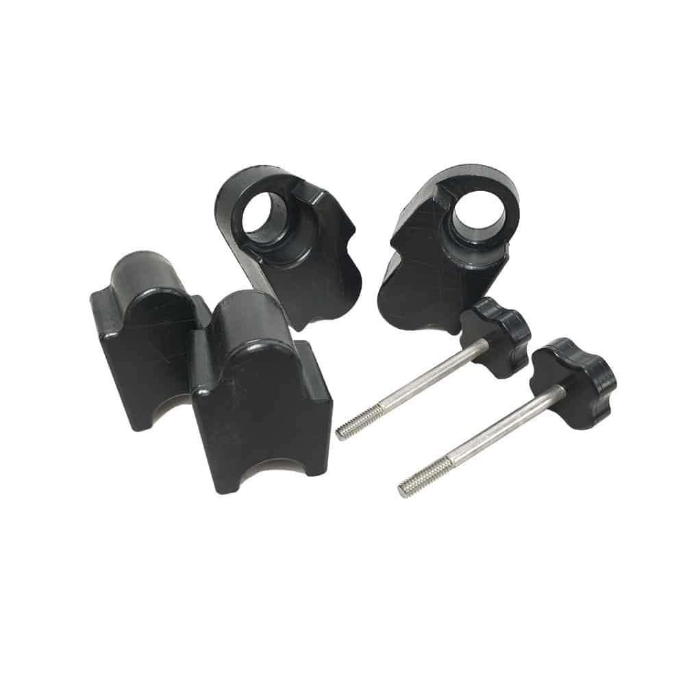 Elevate your ride with the Native Watercraft Seat Risers for Titan/Slayer Max! This set comes packing black plastic bracket pieces designed with stylish circular openings. Plus, it includes two sturdy metal screws featuring sleek T-shaped black heads. Gear up and enjoy a smoother paddling experience!.