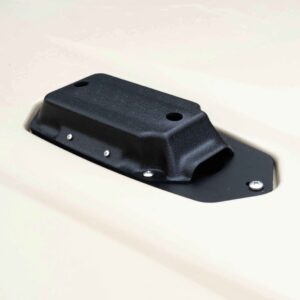 Introducing the Hobie Passport/Lynx Humminbird Compact SI Transducer Mount, a sleek and durable addition to your kayak rigging adventure. Meticulously crafted from robust black plastic, this mount is designed to seamlessly integrate onto a beige surface using sturdy screws, ensuring your transducer stays put even in the toughest conditions. Perfectly blending function with style, it’s ready to take on any waterway challenge you throw its way.
