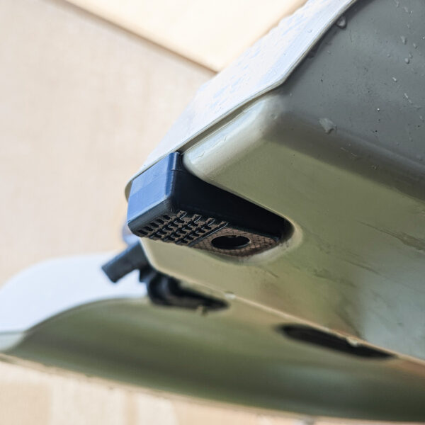 BerleyPro injection-moulded hard plastic skid plate installed on Hobie Mirage Lynx kayak rear hull