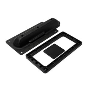 Introducing the K2F NEXT GEN Eagle Tripleshot Transducer Mount, crafted with top-notch black plastic components, reminiscent of those trusty pickup truck bed tie-down anchors you know and love. With its sleek rectangular frame and a cover boasting four corner holes, this mount means business against a crisp white background. Perfect for securing your gear, it's designed to deliver the durability and reliability you need for any adventure on the road or water. Trust us; your equipment has never been in better hands!.