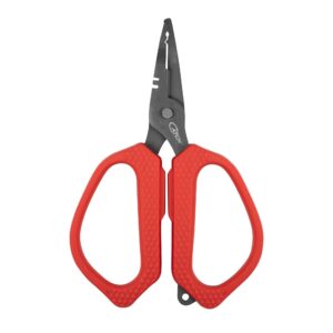 Catch Snip & Split Ergo Scissors are red and black pair of fishing scissors