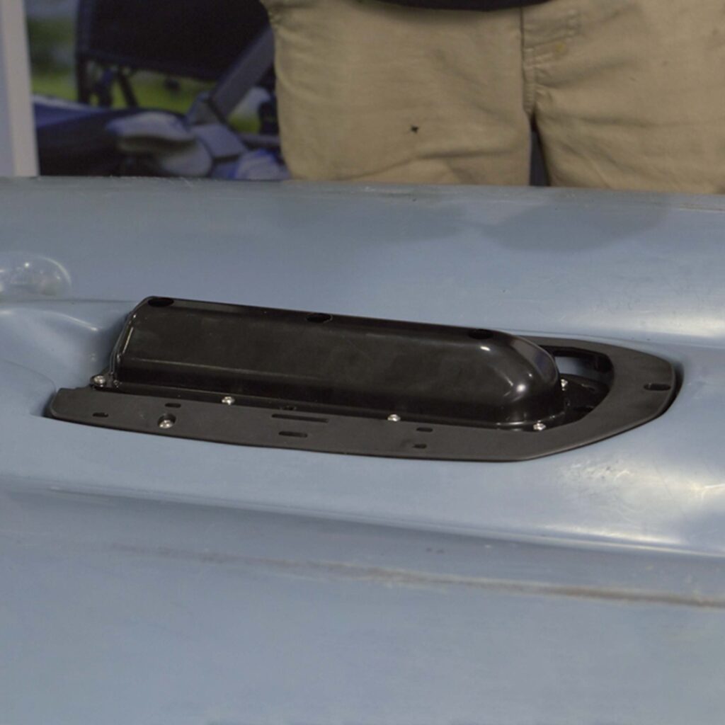 UNI TRANS Transducer Mounts For Hobie® Kayaks 16 BerleyPro UNI TRANS Mount on Hobie Guardian Plate with transducer