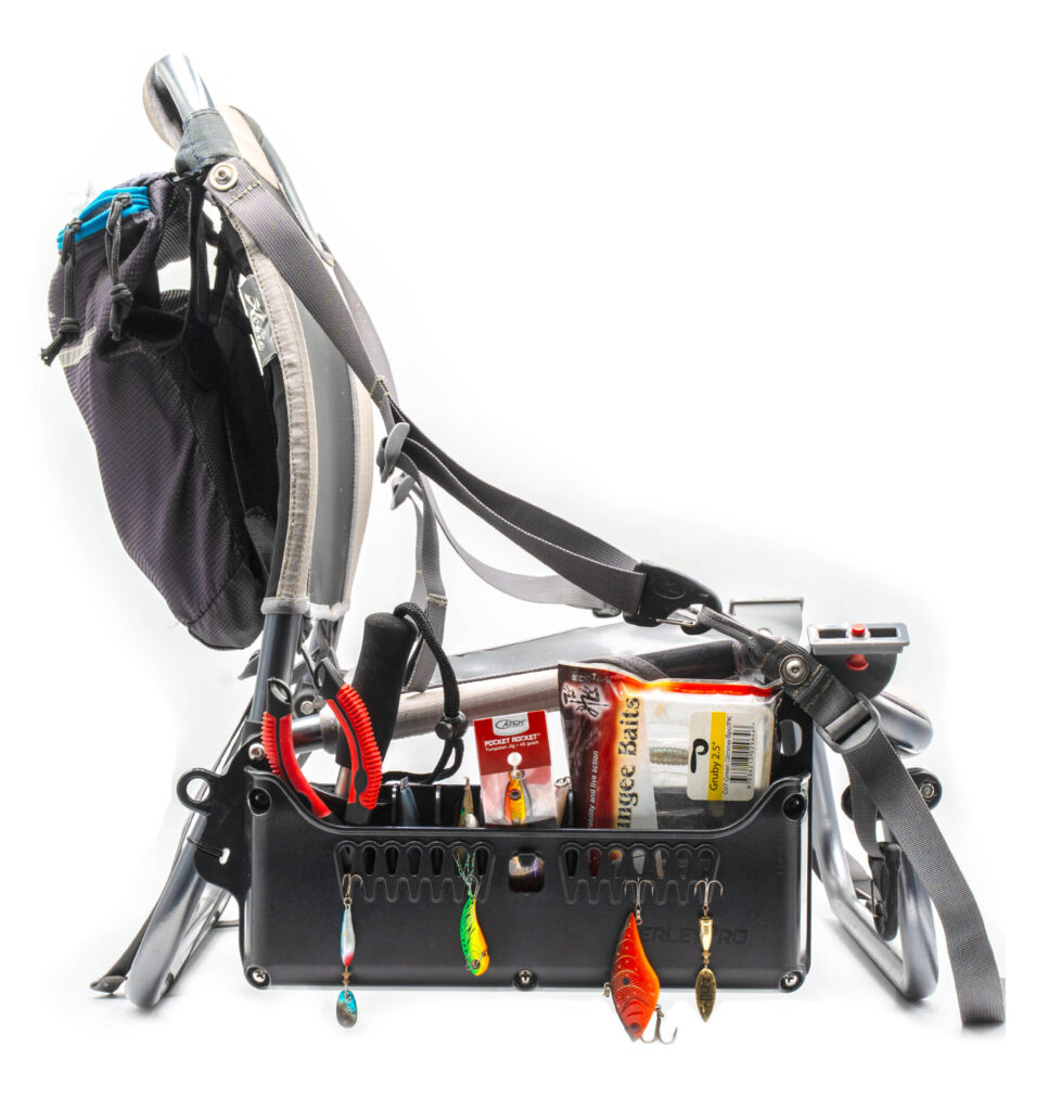 The Side Bro – Tool and Tackle Storage Solution 4 Berley Pro Hobie Lynx In Use with Tackle On Chair