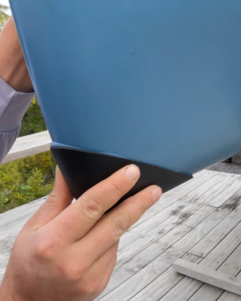 Bumper Bro fitted to a kayak hull